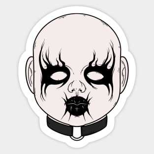 Black Metal Doll Head Sticker